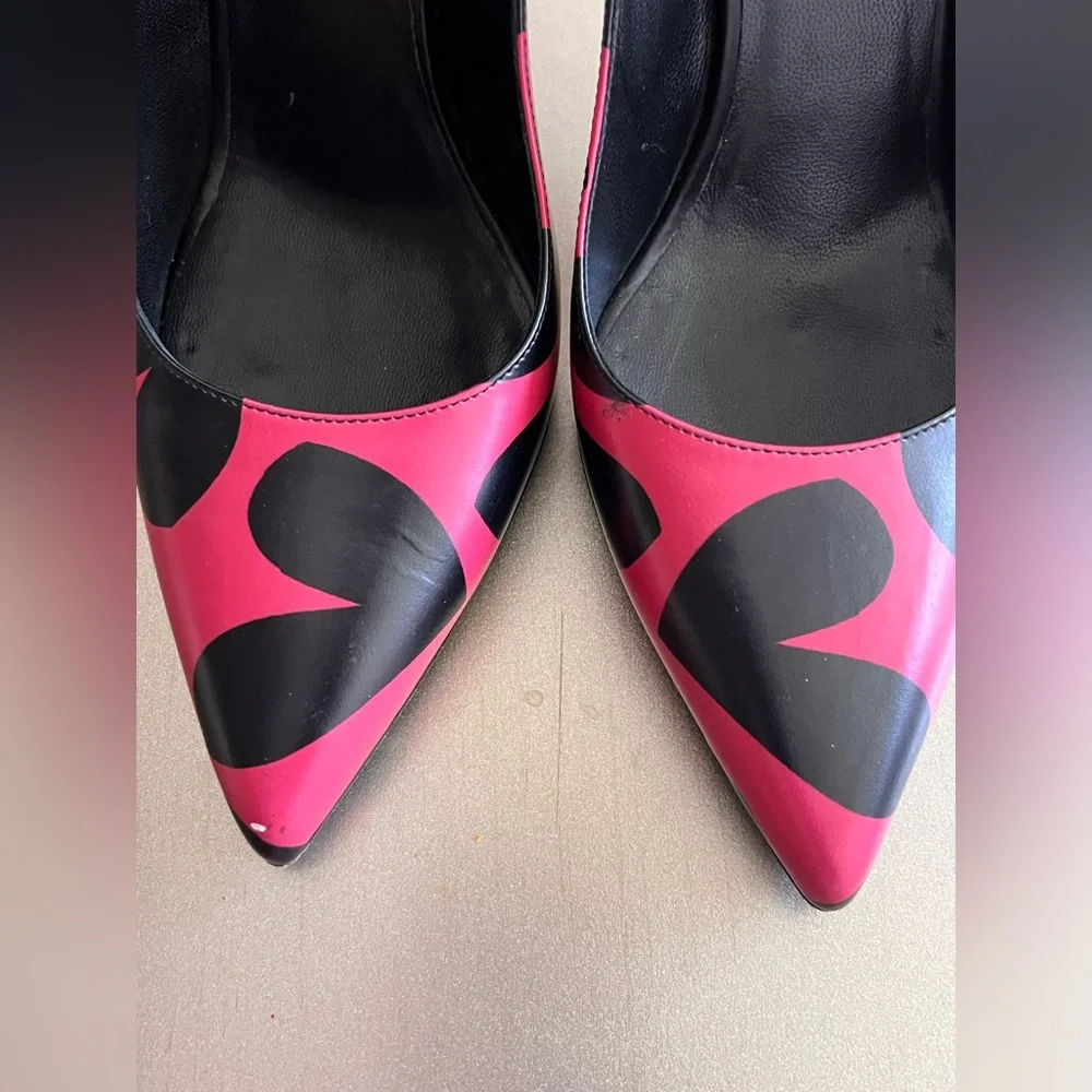 Saint Laurent YSL Pumps Big Heart Paris Pointed Toe Leather Heels. Size 39 1/2 - Picture 5 of 5